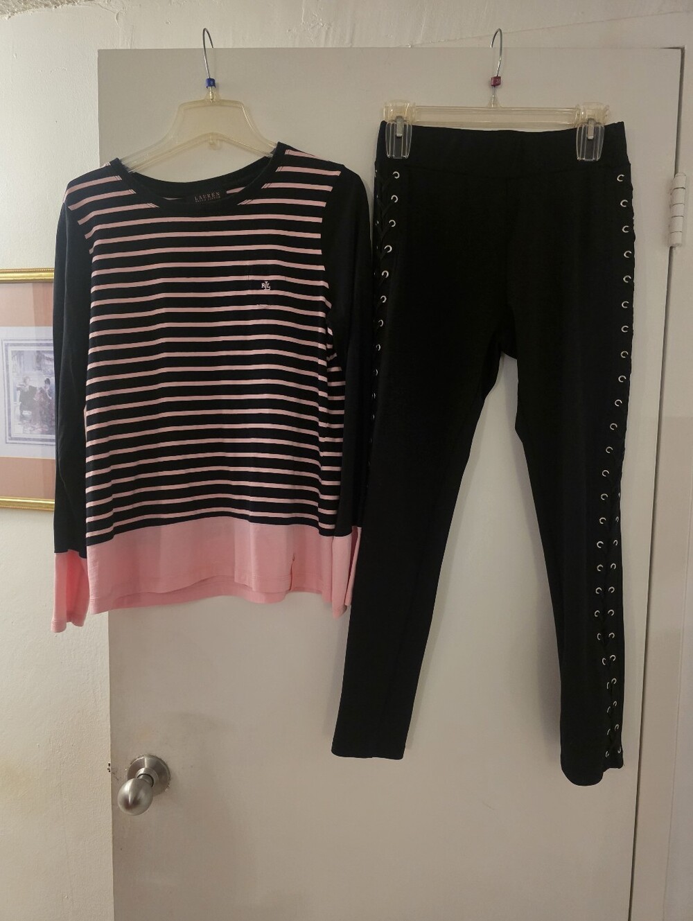 Laureb Ralph & Guess Black Leggings with Side Lace-Up Eyelets